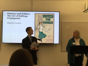 Dr Christopher Wiley introduces Keynote speaker Elizabeth Crawford, OBE (from Twitter)